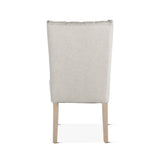 Lara 20" Upholstered Tufted Dining Chair in Off White Linen with Napoleon Legs