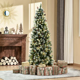 HOMCOM 6ft Pre-Lit Snow-Dipped Artificial Christmas Tree with Realistic Branches, 300 LED Lights, Pine Cones, Red Berries and 618 Tips