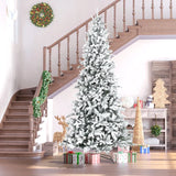HOMCOM 9 Foot Pine Snow Flocked Artificial Christmas Tree with 616 Realistic Cedar Branches, Auto Open, Home Holiday Decoration, Green
