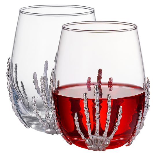 Stemless Skeleton Wine Glass | Set of 2 | 17oz