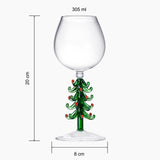 Crystal Green Christmas Tree Wine Glasses - Set of 2, 10oz