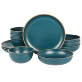 Gibson Home Rockabye 12-Piece Double Bowl Melamine Dinnerware Set