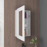 TUHOME Juno 25.7-Inch High by 15.7-Inch Wide Narrow Mirror Medicine Cabinet with One Door and Three Interior Shelves, Wall-Mounted Storage Organizer for Bathroom or Kitchen, Compact Modern Cabinet for Essentials