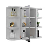 Tuhome Milan Medicine Cabinet with Six External Shelves, Mirror, Three Internal Shelves, Modern Bathroom Storage Solution