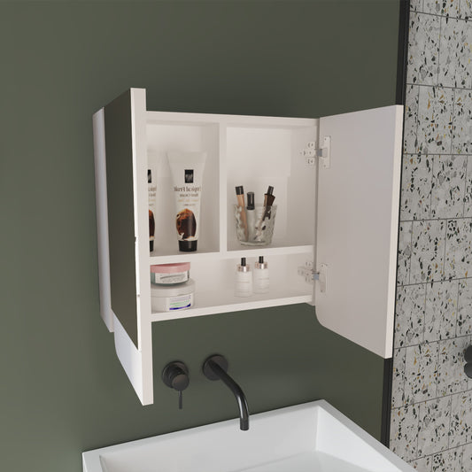 Luv Mirror Medicine Cabinet with Interior Shelves, Modern Bathroom Storage Solution and Organizer, Stylish Wall-Mounted Cabinet for Toiletries, Medications, and Cosmetics, Sleek Design with White Finish
