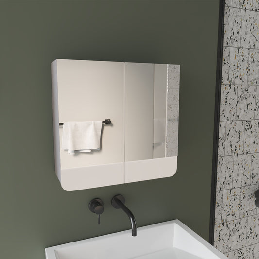 Luv Mirror Medicine Cabinet with Interior Shelves, Modern Bathroom Storage Solution and Organizer, Stylish Wall-Mounted Cabinet for Toiletries, Medications, and Cosmetics, Sleek Design with White Finish