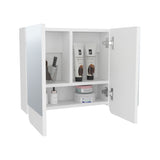 Luv Mirror Medicine Cabinet with Interior Shelves, Modern Bathroom Storage Solution and Organizer, Stylish Wall-Mounted Cabinet for Toiletries, Medications, and Cosmetics, Sleek Design with White Finish