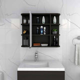 Tuhome Milan Medicine Cabinet with Six External Shelves, Mirror, Three Internal Shelves, Modern Bathroom Storage Solution