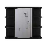 Tuhome Milan Medicine Cabinet with Six External Shelves, Mirror, Three Internal Shelves, Modern Bathroom Storage Solution