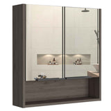 Tuhome Jaspe Mirror Cabinet with Three Internal Shelves, One Open Shelf, Double Door Cabinet, Elegant White Finish for Bathroom Storage