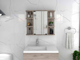 Tuhome Milan Medicine Cabinet with Six External Shelves, Mirror, Three Internal Shelves, Modern Bathroom Storage Solution