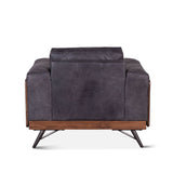Portofino Mid Century 37" Accent Chair in Antique Ebony Leather