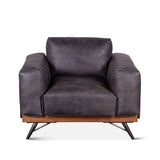 Portofino Mid Century 37" Accent Chair in Antique Ebony Leather