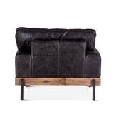 Portofino Industrial 41" Accent Chair in Morocco Black Leather