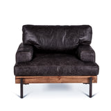 Portofino Industrial 41" Accent Chair in Morocco Black Leather
