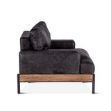 Portofino Industrial 41" Accent Chair in Morocco Black Leather