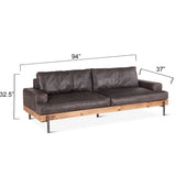 Portofino Industrial 94" Sofa in Morocco Black Leather