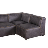 Portofino Loft Three Piece Sectional Sofa in Antique Ebony Leather