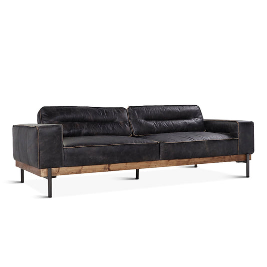 Portofino Modern 95" Sofa in Antique Ebony Leather
