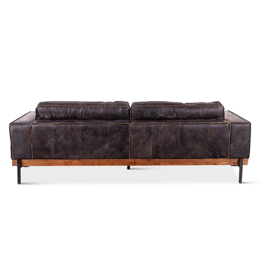 Portofino Modern 95" Sofa in Antique Ebony Leather