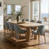 Baguette & Havana 86.5″ Rectangular Solid Oak Dining Table Set for 8 (9-Piece)