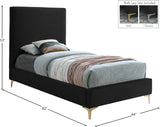 Geri Contemporary Velvet Bed with Stylish Piping and Versatile Gold & Chrome Legs for Modern Homes