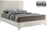 Geri Black Velvet Bed with Stylish Piping & Dual Gold/Chrome Legs for Contemporary Elegance