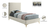 Geri Black Velvet Bed with Stylish Piping & Dual Gold/Chrome Legs for Contemporary Elegance