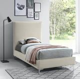 Geri Black Velvet Bed with Stylish Piping & Dual Gold/Chrome Legs for Contemporary Elegance