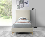 Geri Black Velvet Bed with Stylish Piping & Dual Gold/Chrome Legs for Contemporary Elegance