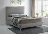 Geri Black Velvet Bed with Stylish Gold & Chrome Legs, Piped Headboard for Modern Elegance
