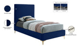 Geri Black Velvet Bed with Chic Piping and Gold & Chrome Legs for a Modern Bedroom Oasis