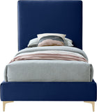 Geri Black Velvet Bed with Chic Piping and Gold & Chrome Legs for a Modern Bedroom Oasis