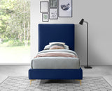 Geri Black Velvet Bed with Chic Piping and Gold & Chrome Legs for a Modern Bedroom Oasis
