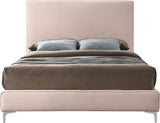 Geri Black Velvet Bed with Piping and Gold & Chrome Legs for a Stylish Contemporary Bedroom Design