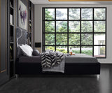 Ghost Acrylic Contemporary Bed with Plush Upholstered Rails, Curved Headboard & Slats Included