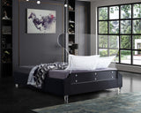 Ghost Acrylic Contemporary Bed with Plush Upholstered Rails, Curved Headboard & Slats Included