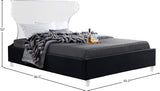 Ghost Acrylic Contemporary Bed with Plush Upholstered Rails, Curved Headboard & Slats Included