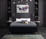 Ghost Acrylic Contemporary Bed with Plush Upholstered Rails, Curved Headboard & Slats Included