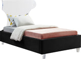 Ghost Acrylic Contemporary Bed with Plush Upholstered Rails, Curved Headboard & Slats Included