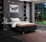 Ghost Acrylic Contemporary Bed with Plush Upholstered Rails, Curved Headboard & Slats Included
