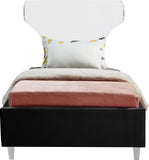 Ghost Acrylic Contemporary Bed with Plush Upholstered Rails, Curved Headboard & Slats Included