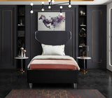 Ghost Acrylic Contemporary Bed with Plush Upholstered Rails, Curved Headboard & Slats Included