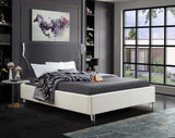 Ghost Acrylic Contemporary Bed with Plush Upholstered Rails, Curved Headboard & Slats Included