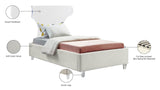 Ghost Acrylic Contemporary Bed with Plush Upholstered Rails, Curved Headboard & Slats Included