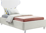 Ghost Acrylic Contemporary Bed with Plush Upholstered Rails, Curved Headboard & Slats Included