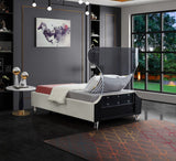 Ghost Acrylic Contemporary Bed with Plush Upholstered Rails, Curved Headboard & Slats Included