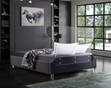 Ghost Acrylic Contemporary Bed with Plush Upholstered Rails, Curved Headboard & Slats Included