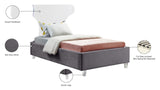 Ghost Acrylic Contemporary Bed with Plush Upholstered Rails, Curved Headboard & Slats Included