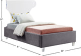 Ghost Acrylic Contemporary Bed with Plush Upholstered Rails, Curved Headboard & Slats Included